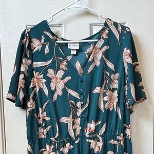 Floral Print Teal Dress